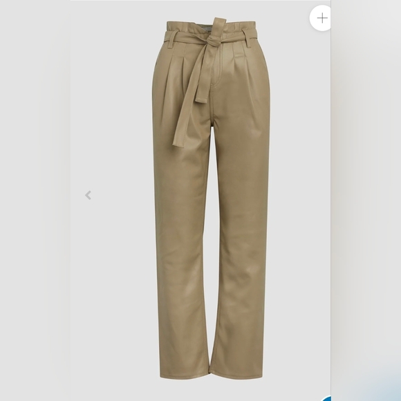 ❤️ NWOT! HUDSON JEANS REMI VEGAN LEATHER HIGH RISE PAPERBAG STRAIGHT ANKLE PANTS - Picture 3 of 16